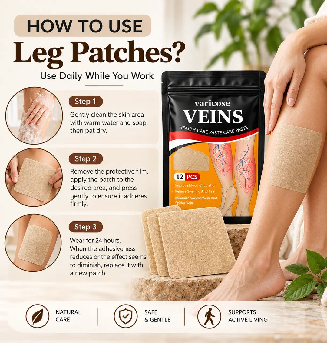Varicose Vein Relief Patches | Natural Herbal Care for Tired, Heavy & Swollen Legs